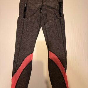 Lululemon Gray & Coral Colorblock Leggings – Size 6